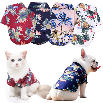 4 Pack Hawaiian Dog Shirt Breathable Summer Sweatshirts Dog Clothes Beach Pet Shirt Dog Polo T-Shirts for Small/Medium Dogs Cats 4 Different Designs Medium