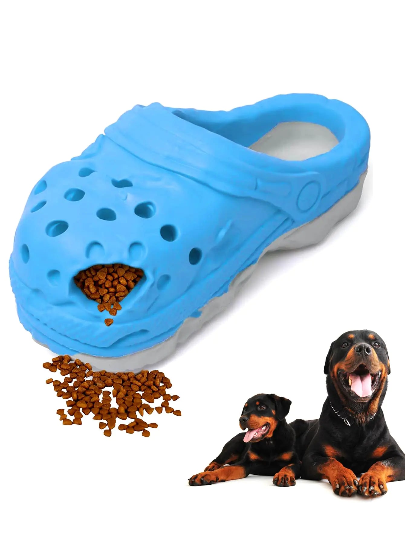 PETOPIA Dog Toys for Aggressive Chewers Dog Chew Toys Dog Toy for Large DogsDurable Dog Toy for Large Dogs Food Dispensing Toy for Dogs Soft Rubber Shoe for Dogs (Clog Shoes Dog Toys Blue)