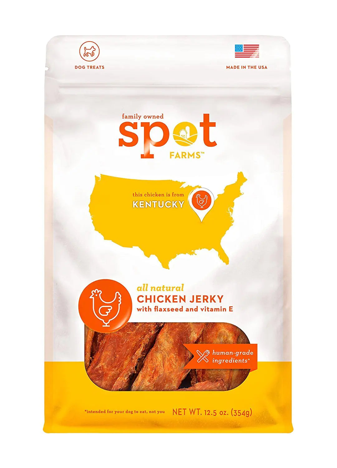 Spot Farms All Natural Human Grade Dog Treats Chicken Jerky With Flaxseed And Vitamin E 12.5 Ounce