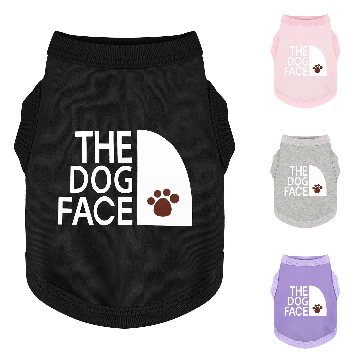 Personality Canine Attire: Soft Lightweight Cotton Dog Clothes with The Dog Face Print. Small and Medium Breeds Perfect for Everyday Wear Comfortable and Breathable Dog Shirt Black L