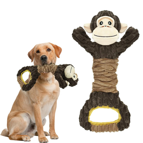 Vehomy Dog Squeaky Toy Gorilla Shaped Dog Toy for Aggressive Chewers Tug of War Dog Toy Pet Interactive Toy Dog Plush Toy with Crinkle Paper for Small Medium Large Dogs Gorilla