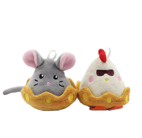 Mazzy & Ori Cat Toys Chicken and Mouse Cat Toys Catnip and Crinkle Paper Bite Resistant Interactive Skin Friendly Plush Cat Toys - Package of 2