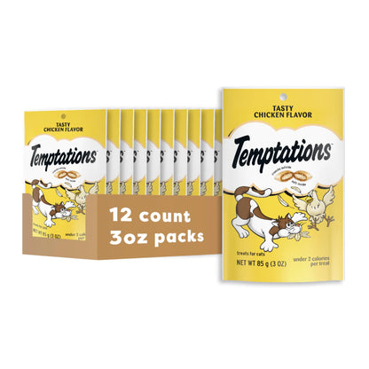 Temptations Classic Crunchy and Soft Cat Treats Tasty Chicken Flavor 3 oz. Pouch (Pack of 12)